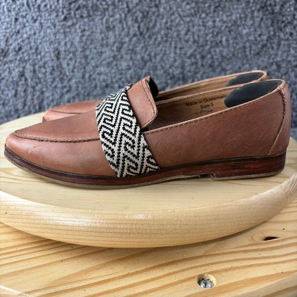 The Root Collective Loafer Womens 5 Brown Leather Flats Handmade in Guatemala